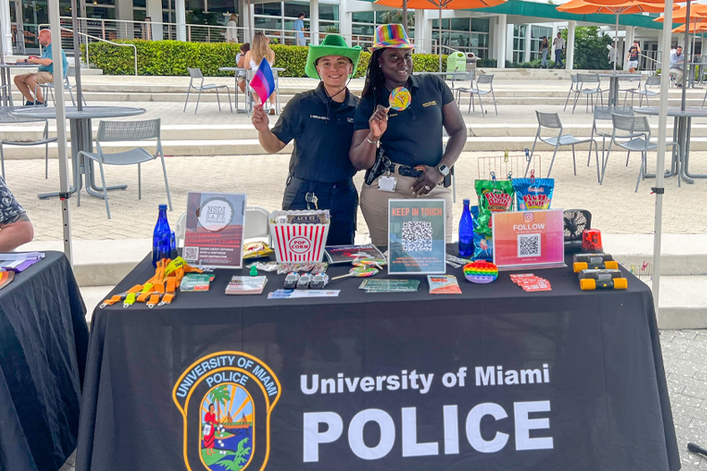 University of Miami Police Department at a community event on the Lakeside Patio.