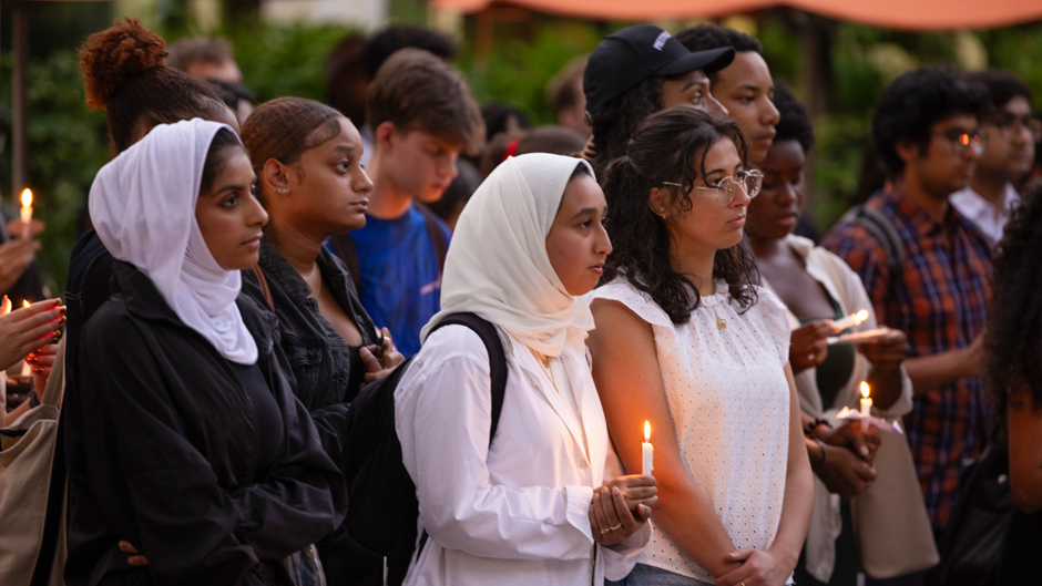 Photo by Joshua Prezant/ University of Miami—Arab Students Union Vigil for Palestine at the UC Rock Plaza Monday night.