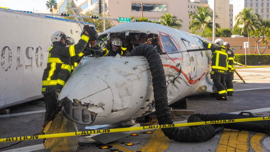Passenger jet during disaster exercise