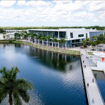 An aerial view from Lakeside Village over the Coral Gables Campus. Photo: Mariano Copello/University of Miami