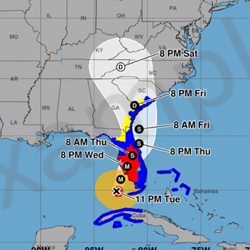 Sample hurricane cone graphic courtesy of NOAA/NHC
