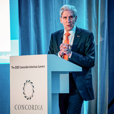 President Julio Frenk speaks at the 2023 Concordia Americas Summit. Photo: Mike Montero/University of Miami