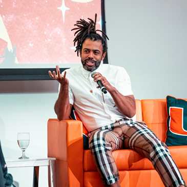 Photo by Michael Montero/University of Miami— Actor Daveed Diggs brought insight, inspiration, and encouraged #umiami students to confront difficult truths and envision a more inclusive future at "What Matters to U" event.