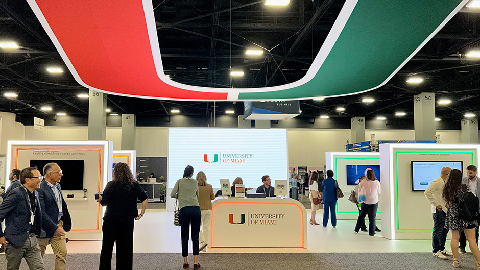 The University of Miami’s booth at eMerge Americas 2024 buzzed with activity early Friday