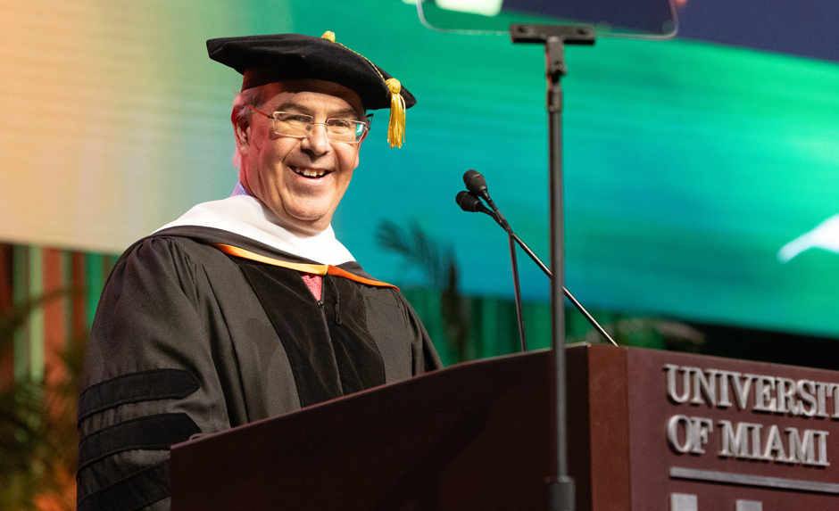 David Brooks delivers remarks at the 1 p.m. ceremony