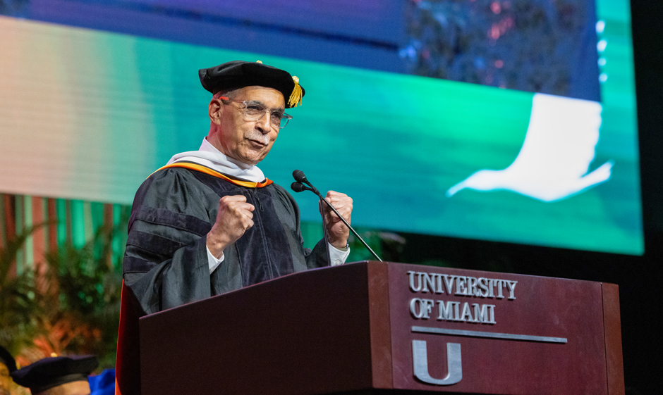 Claude Steele delivers commencement remarks at the 3 p.m. graduate ceremony on Thursday, May 9, 2024.