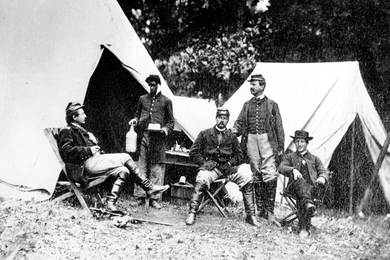 Federal headquarters in Belle Plain, Va. This undated photo is taken during the American Civil War by famed Civil War photographer Mathew B. Brady. (AP Photo/Mathew B. Brady)