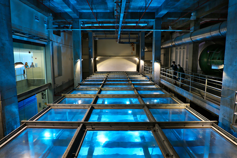 The Alfred C. Glassell, Jr. SUSTAIN Laboratory (SUrge-STructure-Atmosphere INteraction) is a unique resource for studying the complex air-sea interactions of wind, waves and shorelines.