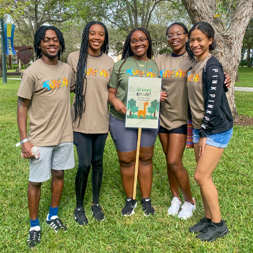 Students participate in a Funday service event on the Coral Gables Campus