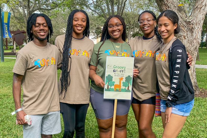 Students participate in a Funday service event on the Coral Gables Campus