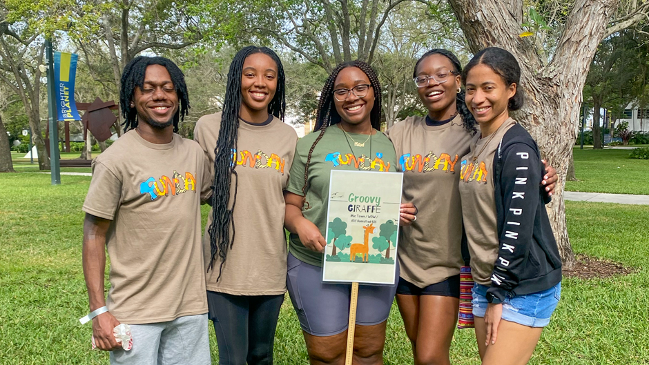 Students participate in a Funday service event on the Coral Gables Campus