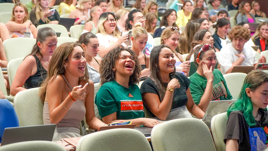 Students attend the first day of class in professor Alyse Lancaster's course, Strategically Communicating through Music: The Mastermind of the Taylor Swift Brand.