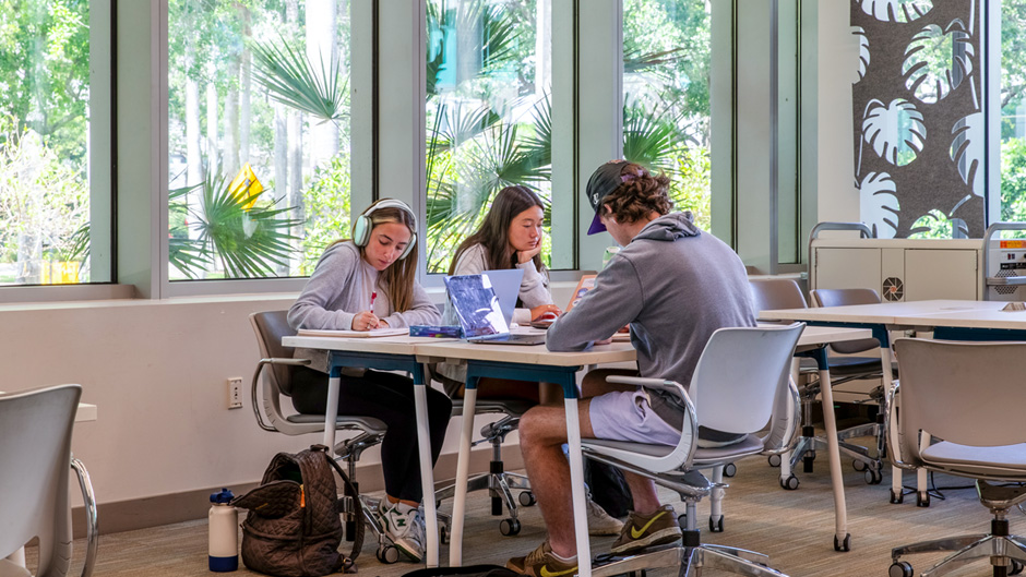 Students study at the Otto G. Richter Library on Coral Gables Campus.