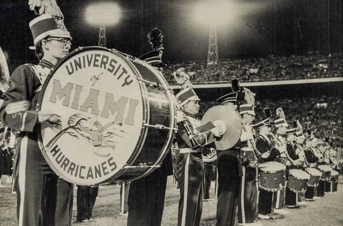 Frost Band of the Hour performs during football game halftime.