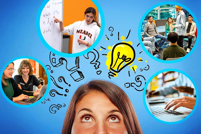 Illustration of a student thinking about resources available to students 