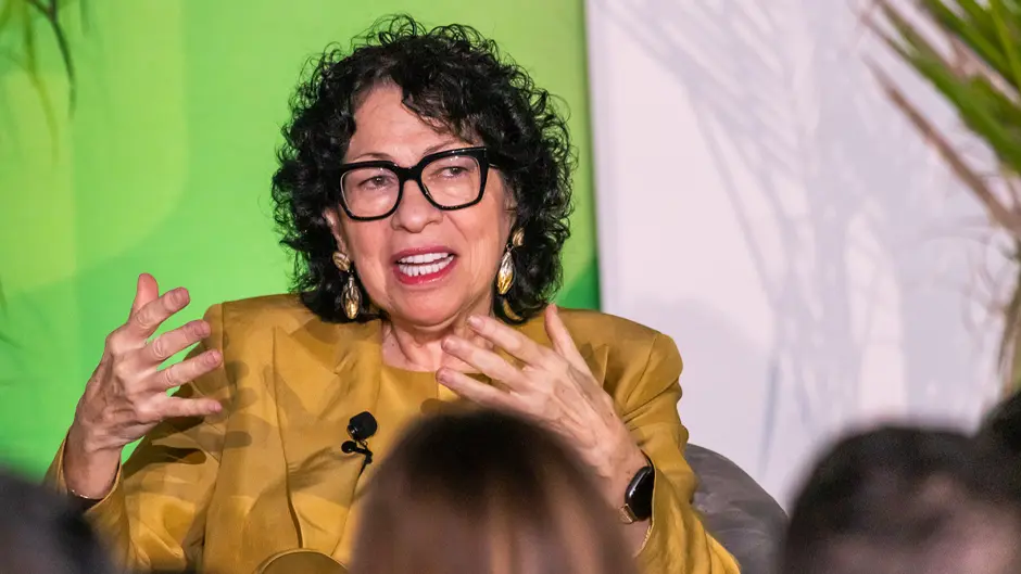 U.S. Supreme Court Justice Sonia Sotomayor speaks to the audience during a book talk at the Shalala Student Center