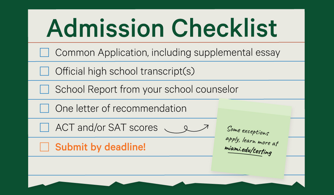 Admission checklist for first-year students.