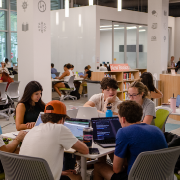 Students studying at the Richter Library.