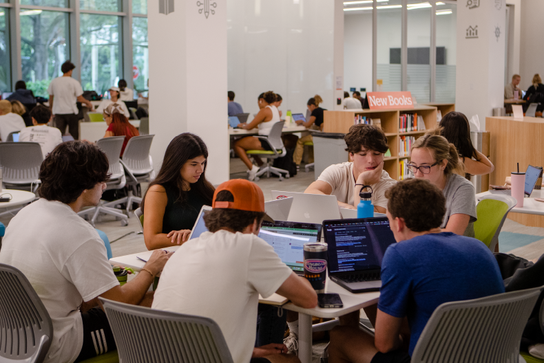 Students studying at the Richter Library.