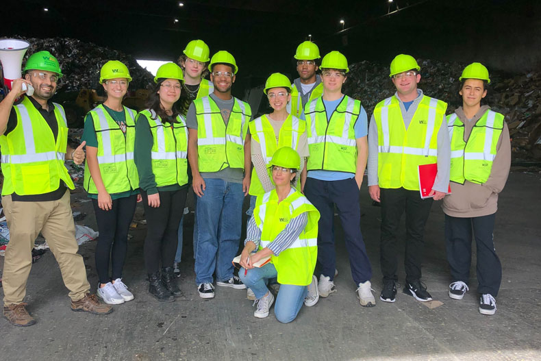 Pamela Geller and students visiting a recycling center 