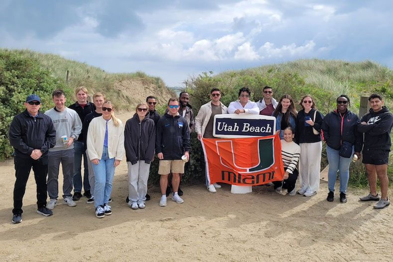 Students and chaperones on a trip to Normandy