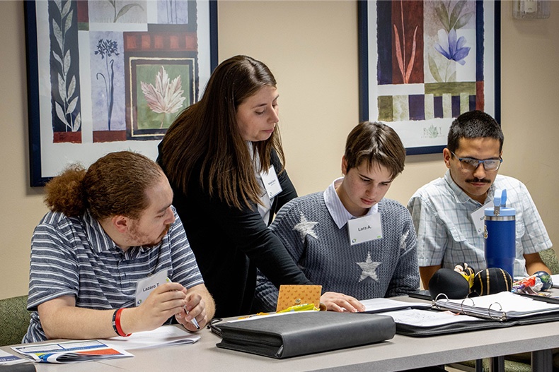 Nathalie Stanish working with program participants