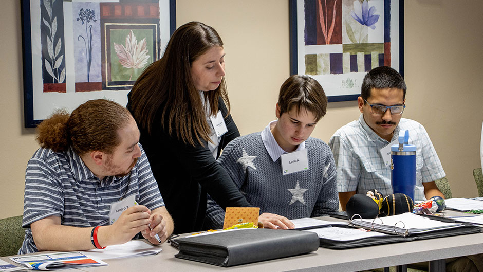 Nathalie Stanish working with program participants