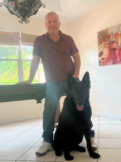 Mark Rowlands with his dog, Shadow.