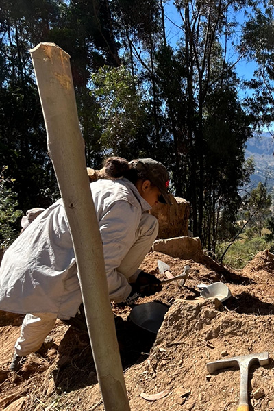 Gabriella Sanchez excavating burial tombs in Ancash, Peru.