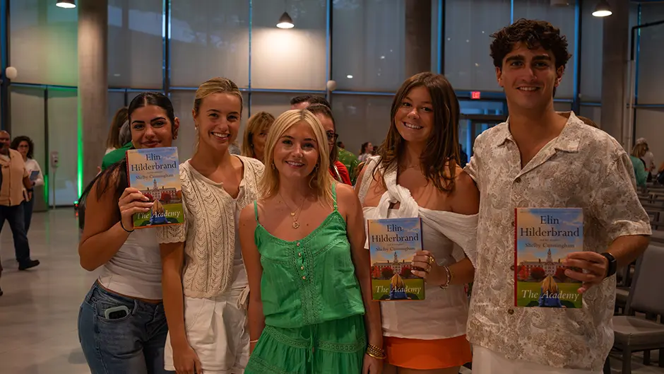 Shelby Cunningham, center, with other students