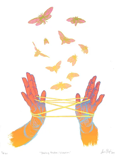 Lani Shapton, “Starting Position: Vibrations.” Silkscreen.