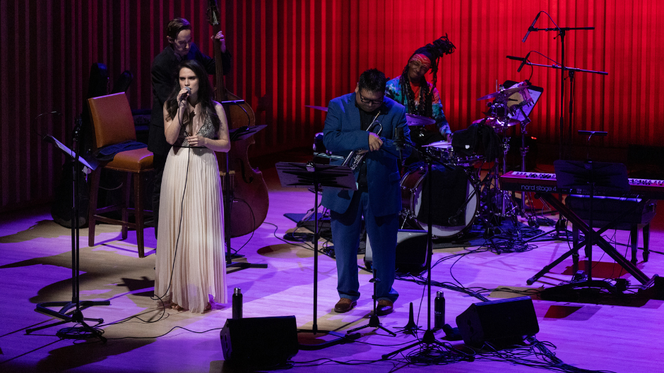 Julia Keefe performing with the Indigenous Big Band. Photo by Blake Brown/courtesy Julia Keefe.