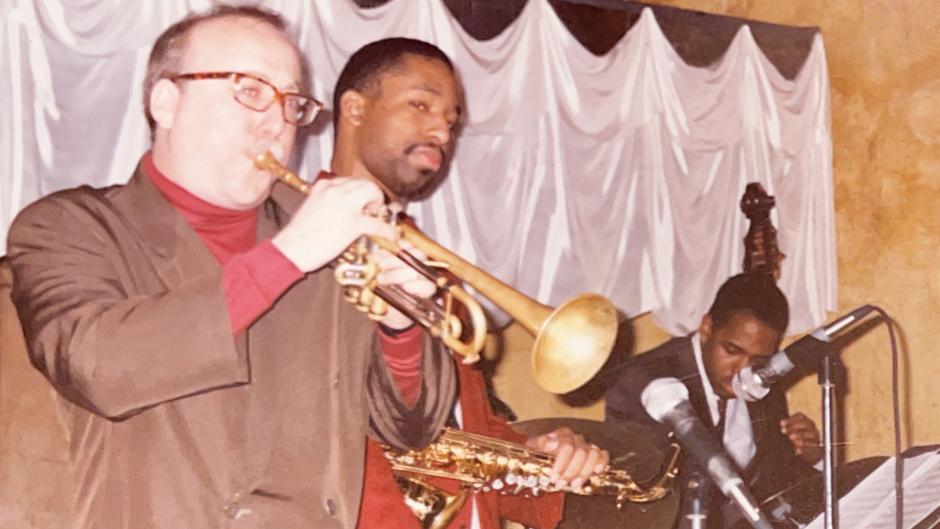 Brian Lynch with members of his quintet in 1991, in one of the photos that appears in '7x7by7'. Photo courtesy Brian Lynch. 