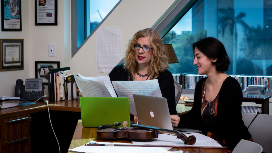 Composition professor Dorothy Hindman's "Undefeated" was inspired by her experience as a Frost School student and Hurricanes football fan. Photo courtesy Frost School of Music.