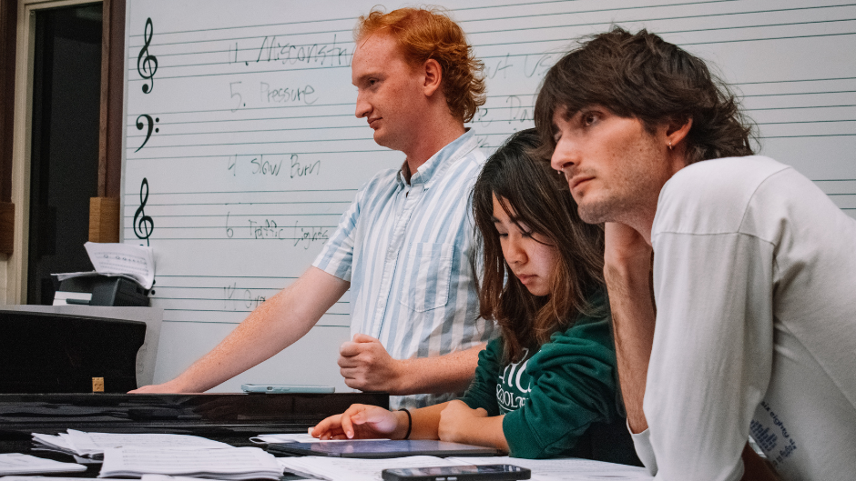 Rock Symphonic leaders (l. to r.) Winston Thayer, Jennifer Phan, and Dawson Fuss. 