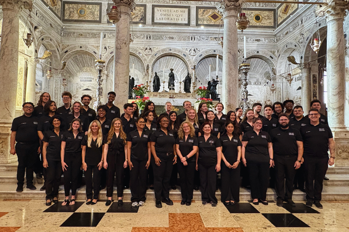 The Frost Chorale after their concert at the Basilica di Sant'Antonio in Padova. Photo courtesy Frost School of Music. 