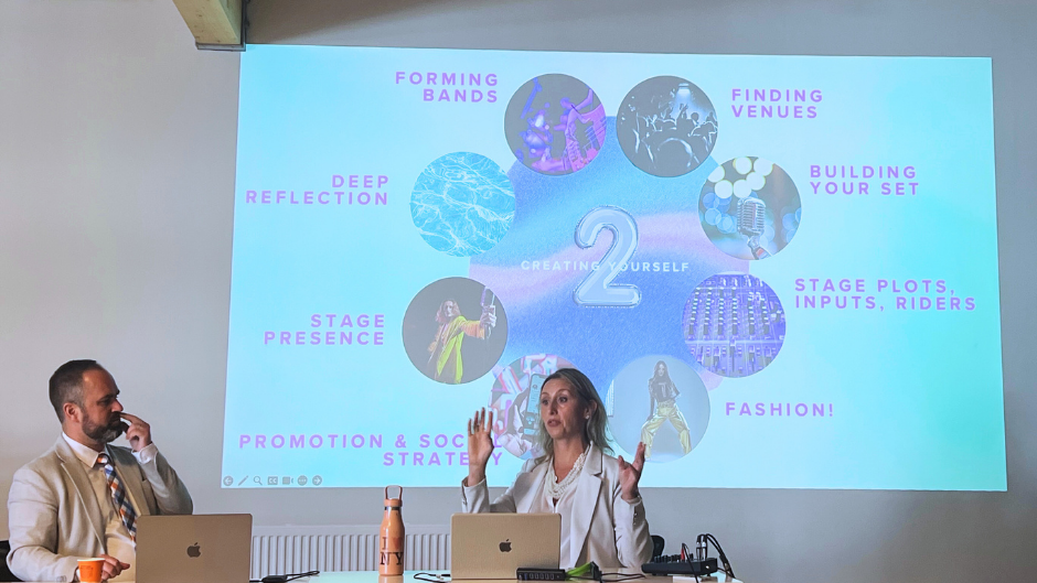 Frost School faculty members Daniel Strange and Raina Murnak teaching at Iceland University of the Arts. Photo courtesy Pétur Jónasson.