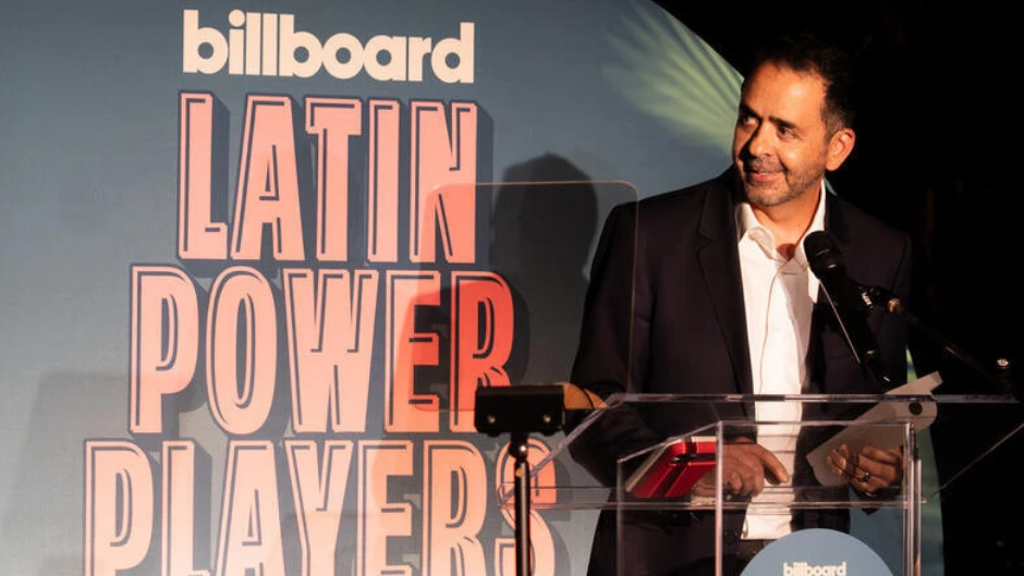 Frost School alumnus Jorge Mejia, president and CEO of Sony Music Publishing US Latin and Latin America, accepting his Latin Power Player award.