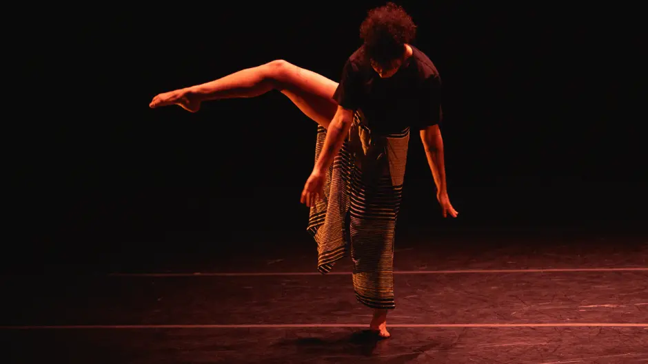 A member of Peter London Global Dance Company performing in Jamar Roberts’ “As an Offering” with music by Etienne Charles. Photo by Gregory Reed.
