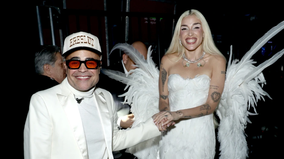 Danny Flores with pop star Elena Rose, for whom he is music director, at the 2025 Latin Grammys.  Photo courtesy of The Latin Recording Academy/Getty Images ©2025.