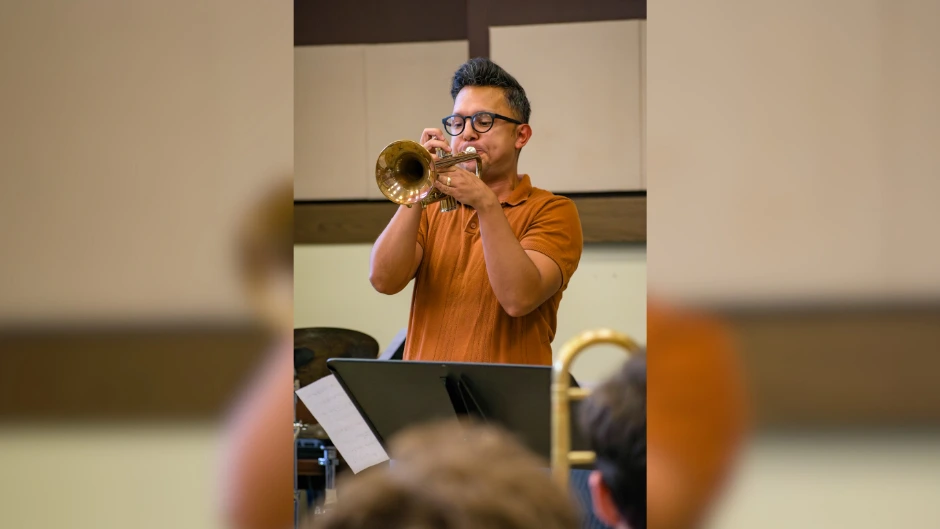 orge Machain, another Studio Jazz Writing student, was also honored by the American Society of Music Arrangers and Composers. Photo by Izzi Guzman, courtesy Frost School of Music.
