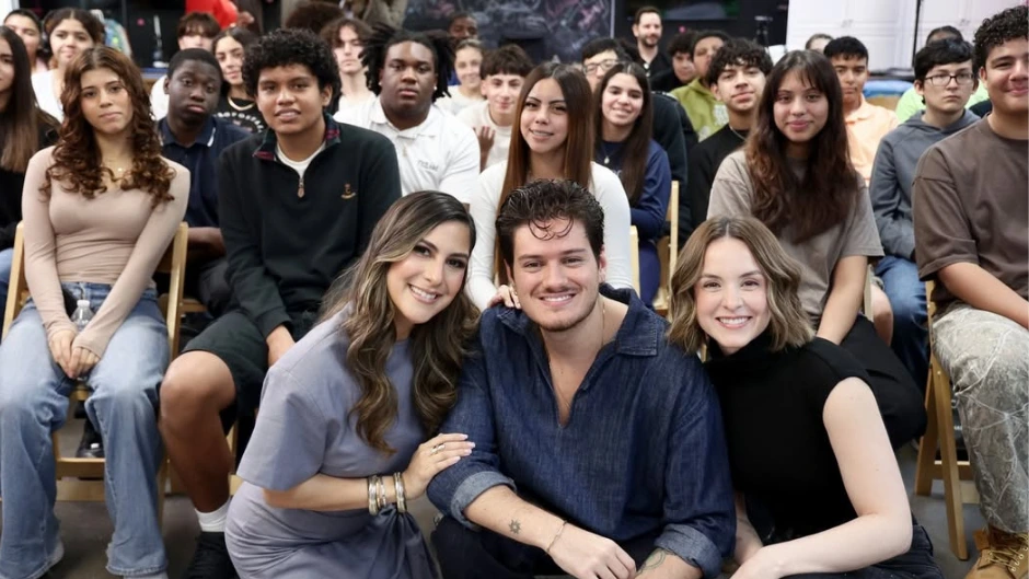 Frost School alumna Natalia Ramirez, right front, joined artist Nico Gonzalez and television host Jessica Rodriguez for Latin GRAMMY Cultural Foundation event for the Boys & Girls Clubs of Miami-Dade. Photo courtesy Latin GRAMMY Cultural Foundation.