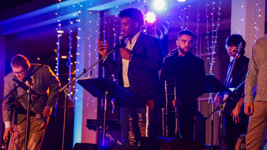 Brenten Handfield performing with the Frost Septet in Turks and Caicos. Photo: Tristan Sayao