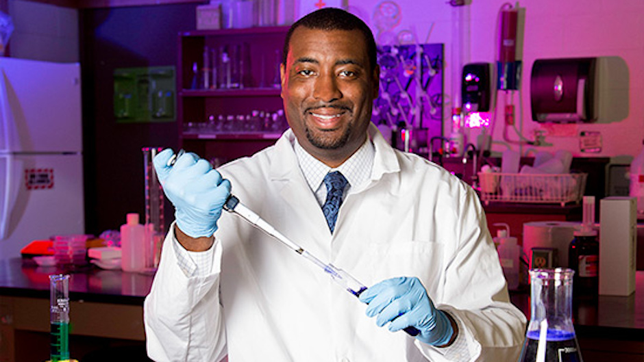 Picture of Dexter Whitley in lab coat