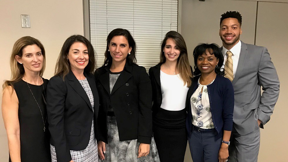 First Assistant County Attorney Geri Bonzon Keenan, Assistant County Attorney Erica Zaron, Noelia Vaccaro, Alessandria San Roman, County Attorney Abigail Price-Williams, Justin Boyd