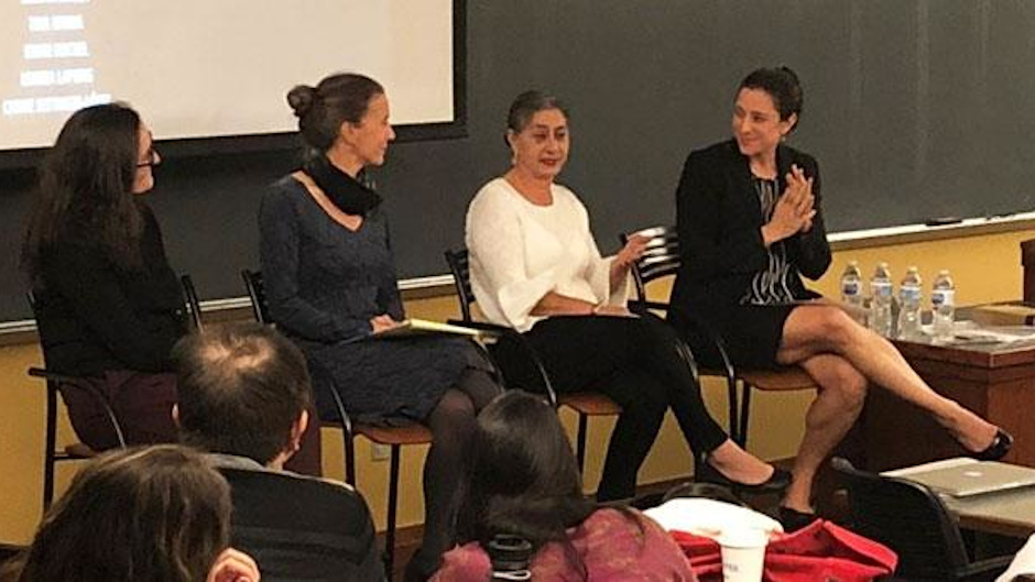 Professor Bettinger-López and client, Jessica Lenahan (pictured second from right), speaking on a panel