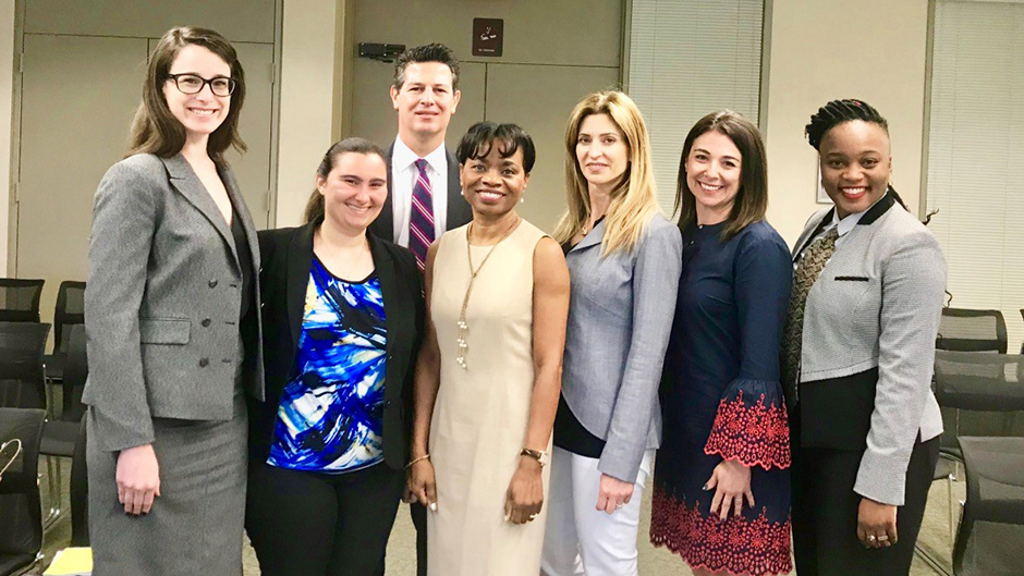 Lauren Alvarez, Samantha Iglesias,  Eric Rodriguez, County Attorney Abigail Price-Williams, Geri Bonzon Keenan, Erica Zaron, and PREP Alum Nykeah Cohen