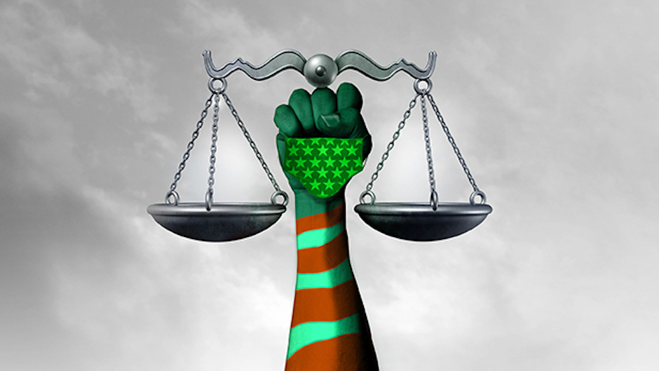 Artistic rendering of scales of justice