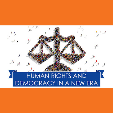 Human rights and democracy in a new era lecture banner