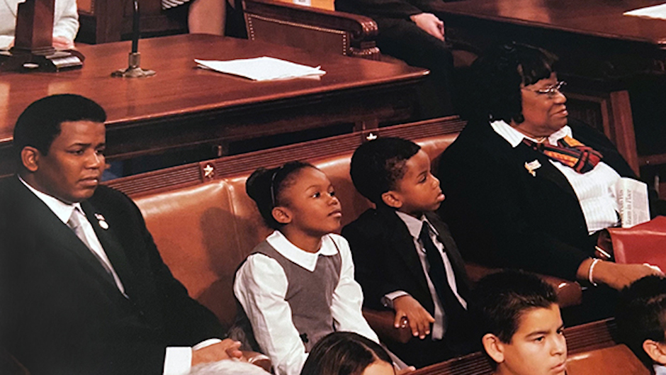 Meek family, with Kendrick Meek, Jr. in the middle, next to grandmother Carrie Meek